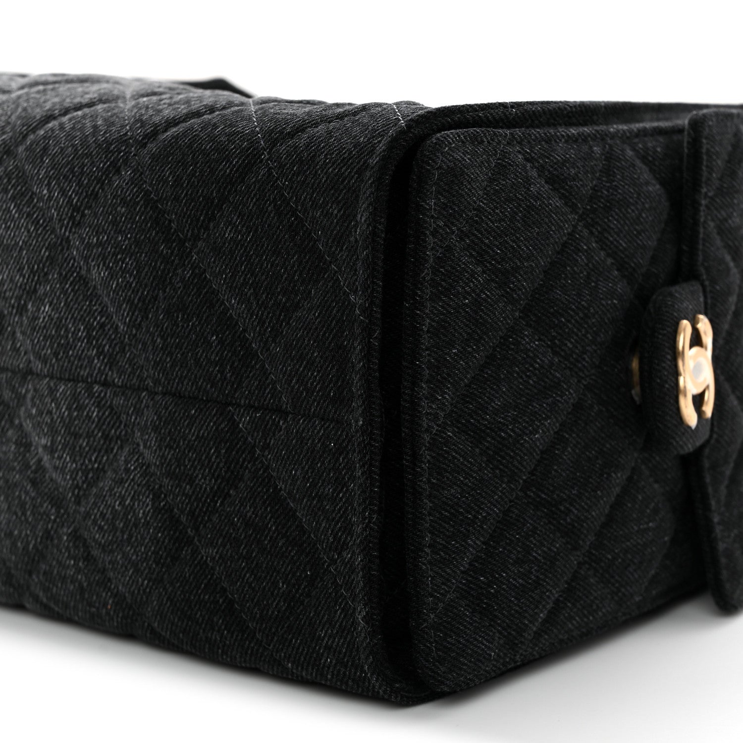 Washed Denim Quilted Small CHNL 25 Handbag Black