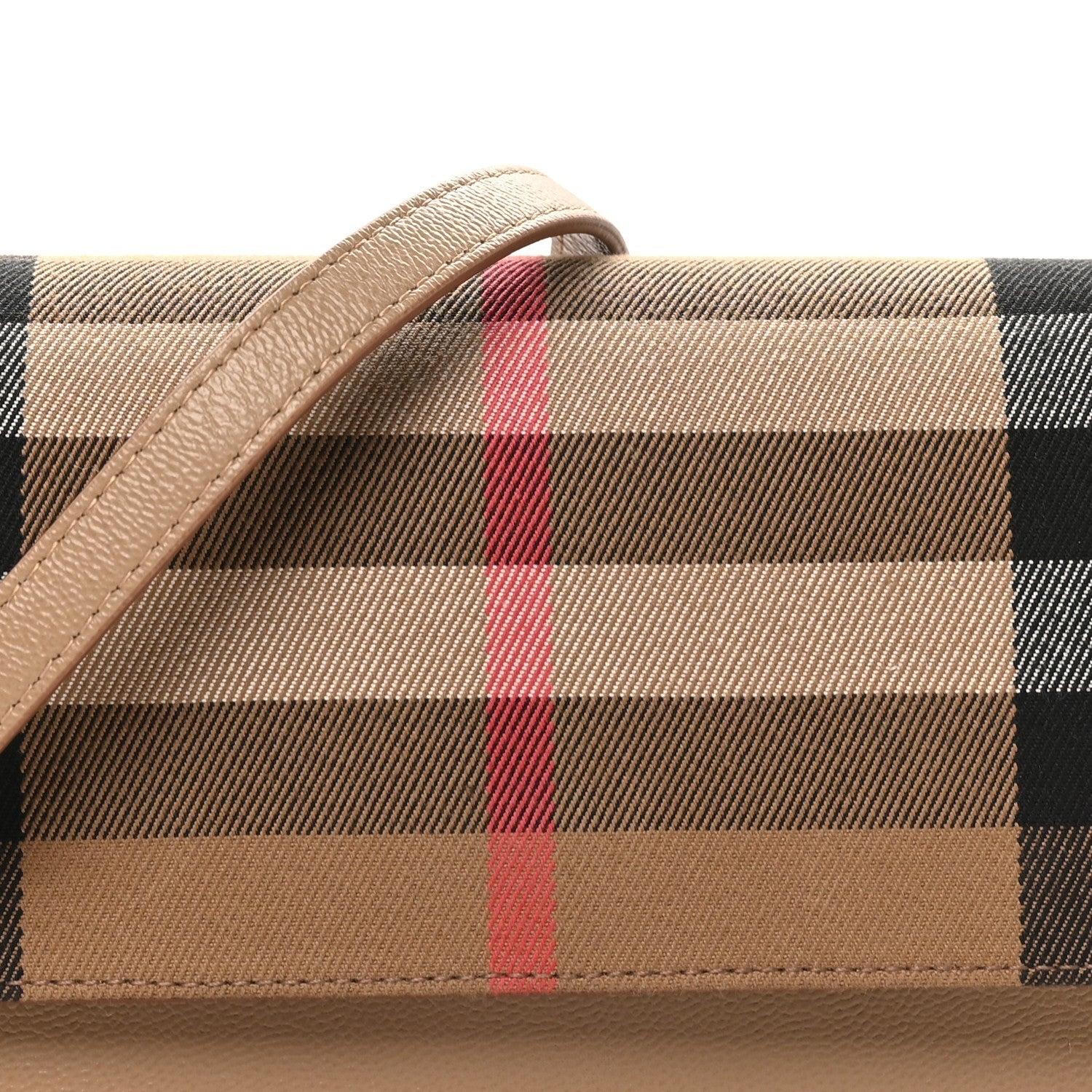 Grained Calfskin House Check Small Madison Shoulder Bag Chestnut Beige