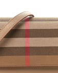 Grained Calfskin House Check Small Madison Shoulder Bag Chestnut Beige