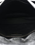 Crinkled Calfskin Matelasse Monogram Medium Niki Chain Satchel Black