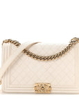Caviar Quilted New Medium Boy Flap White