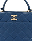 Lambskin Quilted Medium Trendy CC Bowling Bag Blue