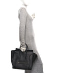 Drummed Calfskin Mini Luggage Black