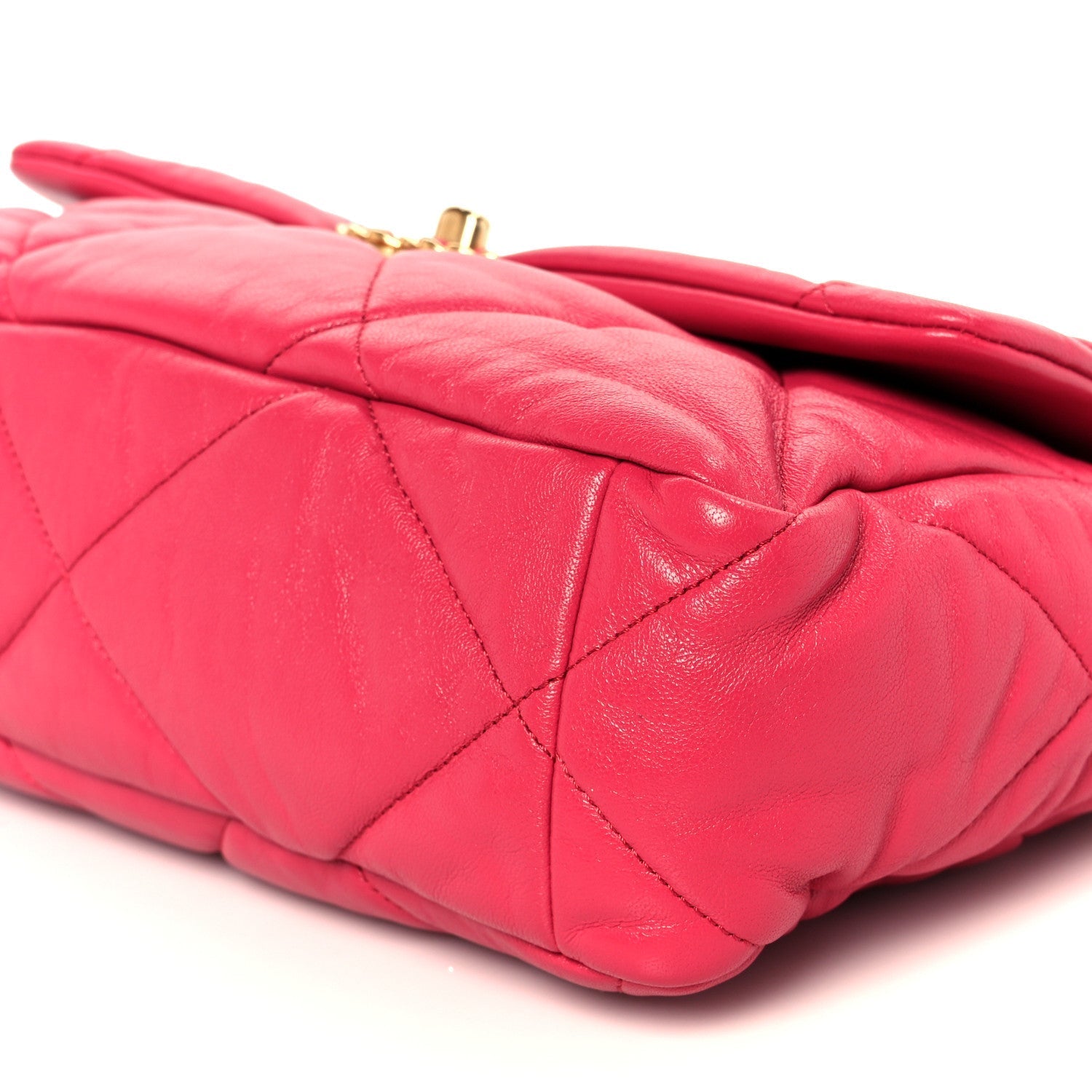 Goatskin Quilted Large CHNL 19 Flap Dark Pink