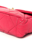 Goatskin Quilted Large CHNL 19 Flap Dark Pink