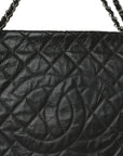 Glazed Calfskin Quilted CC XL Single Flap Black