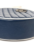Azalea Calfskin Matelasse Diagonal Mini Torchon GG Marmont Round Shoulder Bag Blue Agata Mystic White