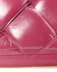Paper Calfskin Maxi Intrecciato Padded Pouch Clutch Amaranto