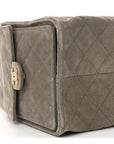 Suede Quilted Medium CHNL 25 Handbag Dark Grey