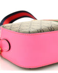 GG Supreme Monogram Textured Dollar Calfskin Web Ophidia Small Crossbody Bag Beige Ebony Fuchsia
