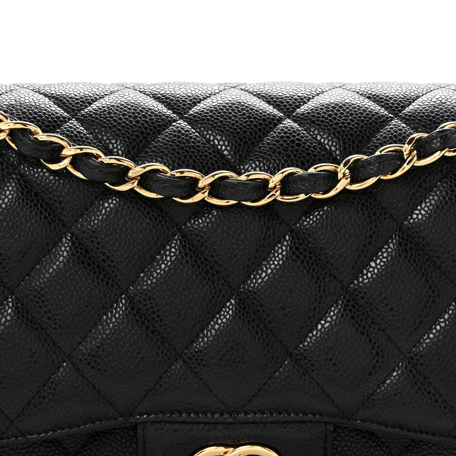 Caviar Quilted Jumbo Double Flap Black