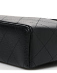 Goatskin Quilted Top Handle Slim Vanity With Chain Black