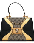GG Supreme Monogram Small Osiride Top Handle Bag Black Gold
