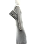 Caviar Quilted Medium Double Flap Grey