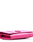 Grained Calfskin Tonal B Hourglass Top Handle Crossbody Phone Holder Fuchsia