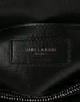 Sheepskin Matelasse Chevron Monogram Medium College Bag Black