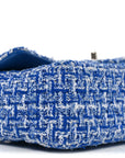 Tweed Quilted Mini Rectangular Flap Blue White