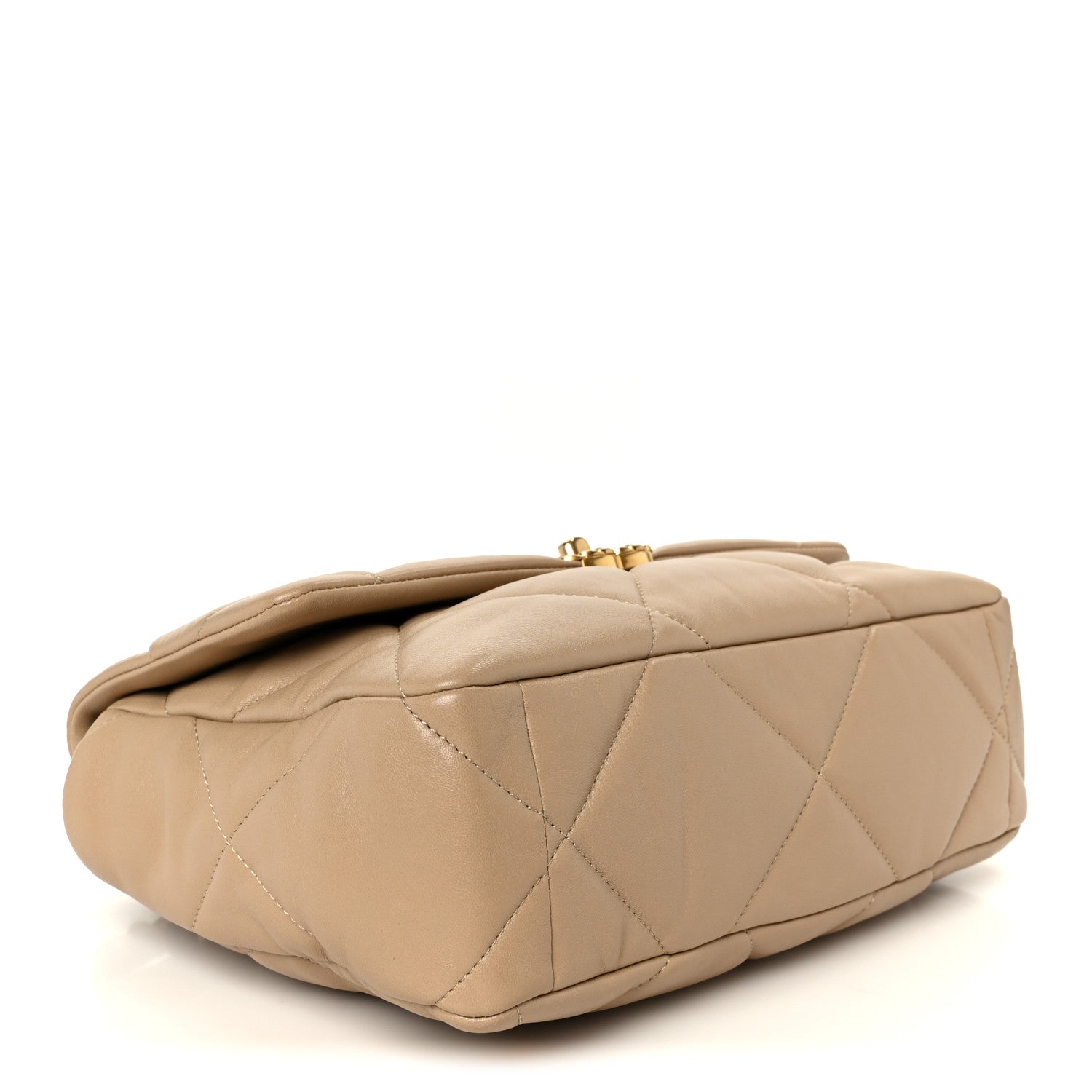 Lambskin Quilted Large CHNL 19 Flap Beige