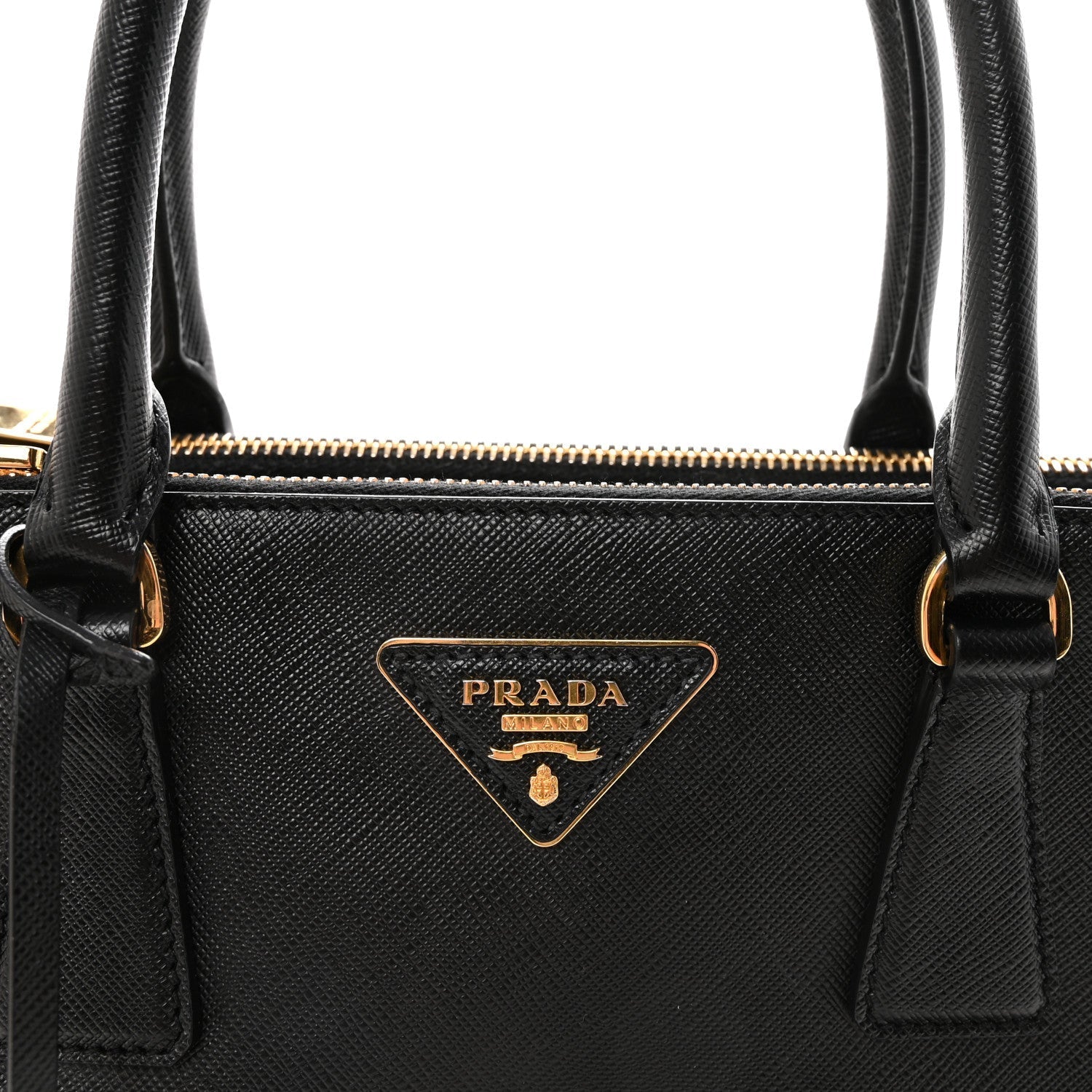Saffiano Small Galleria Double Zip Tote Black