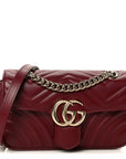 Calfskin Matelasse Mini GG Marmont Shoulder Bag Rosso Ancora