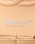 Caviar Quilted Medium Double Flap Beige