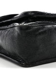 Crinkled Calfskin Matelasse Monogram Medium Niki Chain Satchel Black