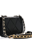Lambskin Quilted CHNL 19 Wallet On Chain WOC Black