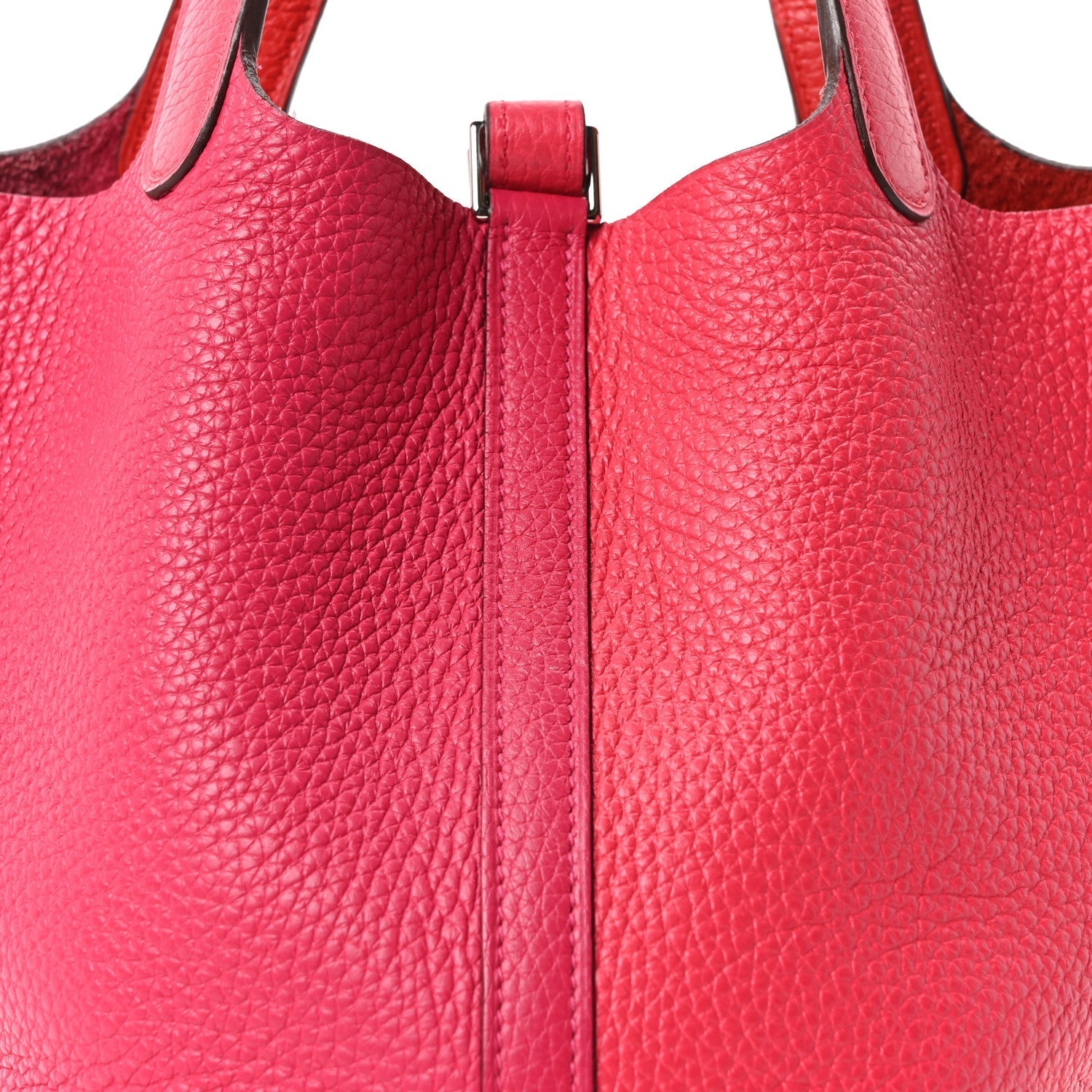 Taurillon Clemence Tri-Color Picotin Lock 18 PM Rose Extreme Rose Mexico Rouge De Coeur