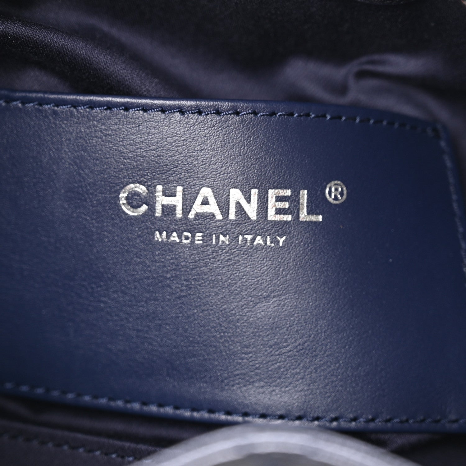Metallic Caviar Quilted Mini CHNL 25 Handbag Dark Blue