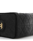 Washed Denim Quilted Mini CHNL 25 Handbag Black