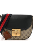 GG Supreme Monogram Web Medium Padlock Messenger Shoulder Bag Black