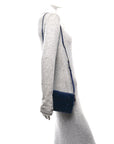 Mink Fur Snakeskin Crossbody Bag Navy