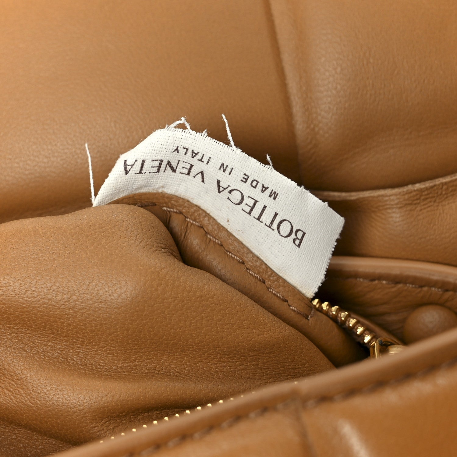 Nappa Maxi Intreccio Padded Cassette Crossbody Bag Caramel