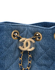Washed Denim Quilted Mini CHNL 25 Handbag Blue