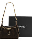 Suede Quilted Mini CHNL 25 Handbag Dark Brown