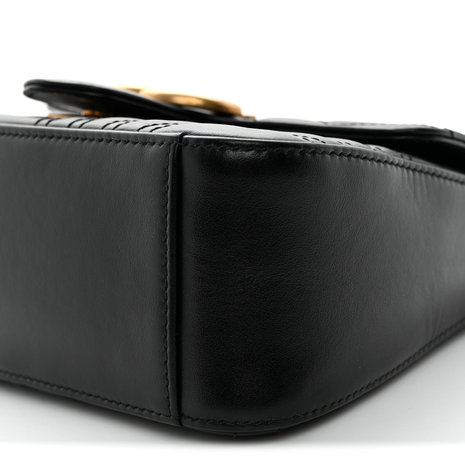 Calfskin Matelasse Mini GG Marmont Top Handle Shoulder Bag Black