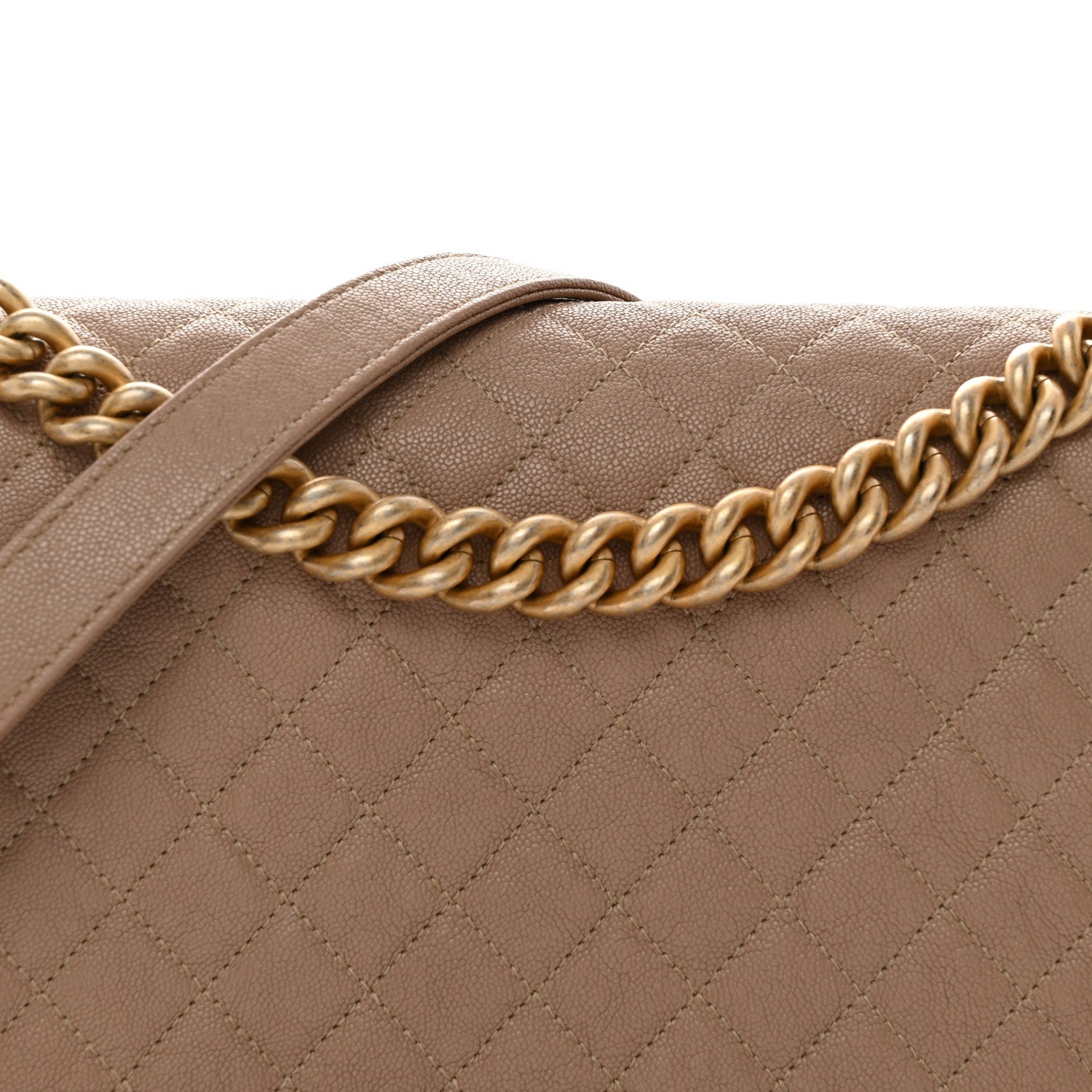 Caviar Quilted New Medium Boy Flap Dark Beige