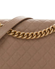 Caviar Quilted New Medium Boy Flap Dark Beige
