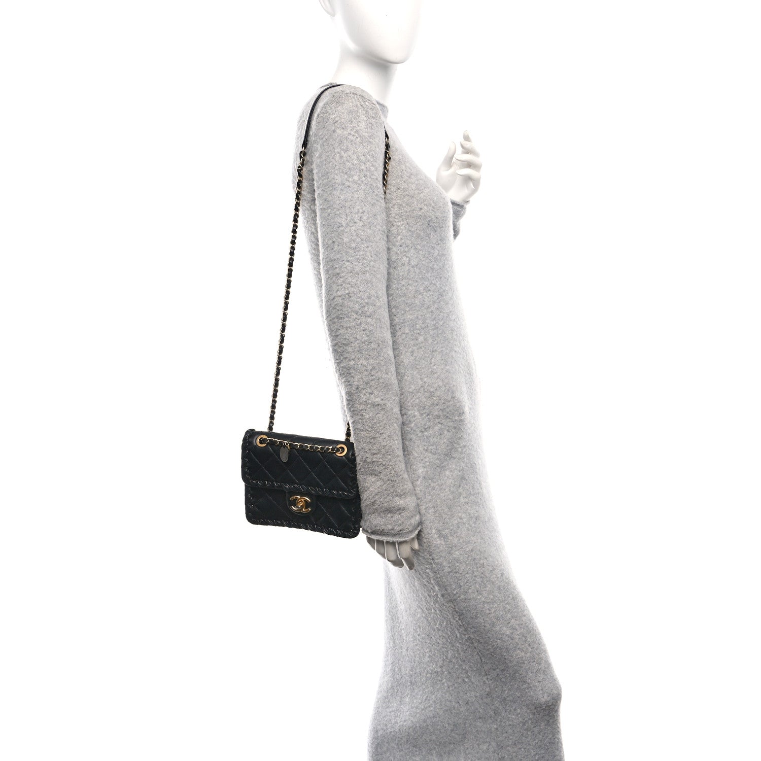 Calfskin Braided Mini My Own Frame Flap Black