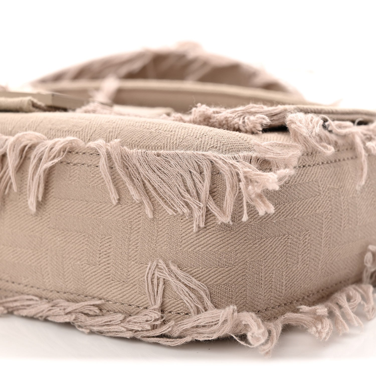 Nylon Fabric Jacquard FF Fringed Baguette Cuoio Pietra