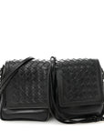 Nappa Intrecciato Small Double Pocket Flap Black
