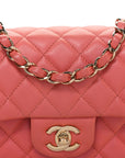 Iridescent Lambskin Quilted Mini Rectangular Flap Pink