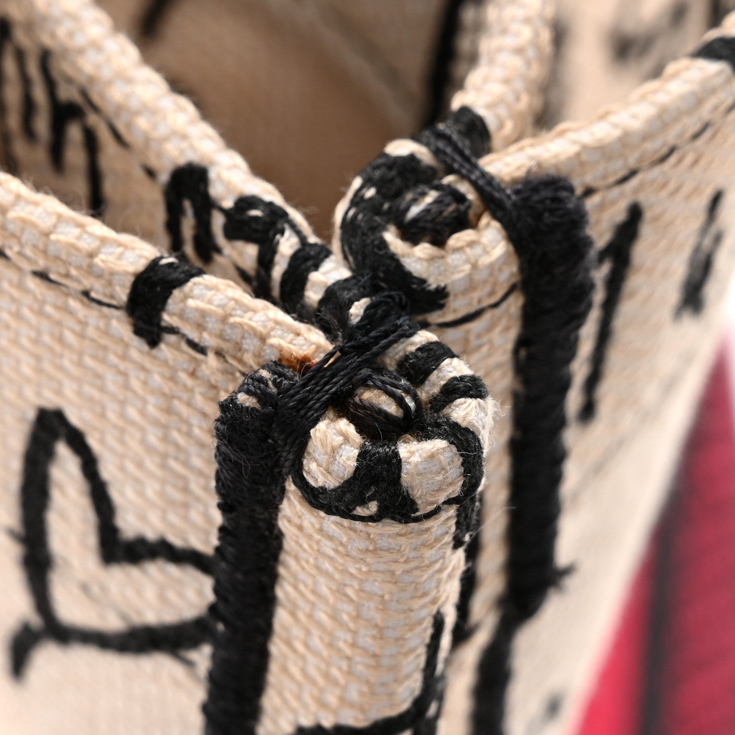 Canvas Embroidered Medium D1ORamour Graffiti Book Tote Latte Multicolor