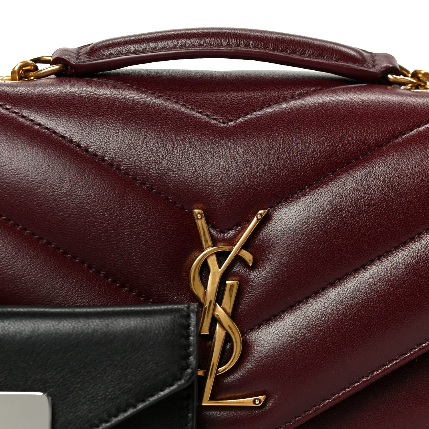 Lambskin Chevron Quilted Small LouLou Rouge Cabernet