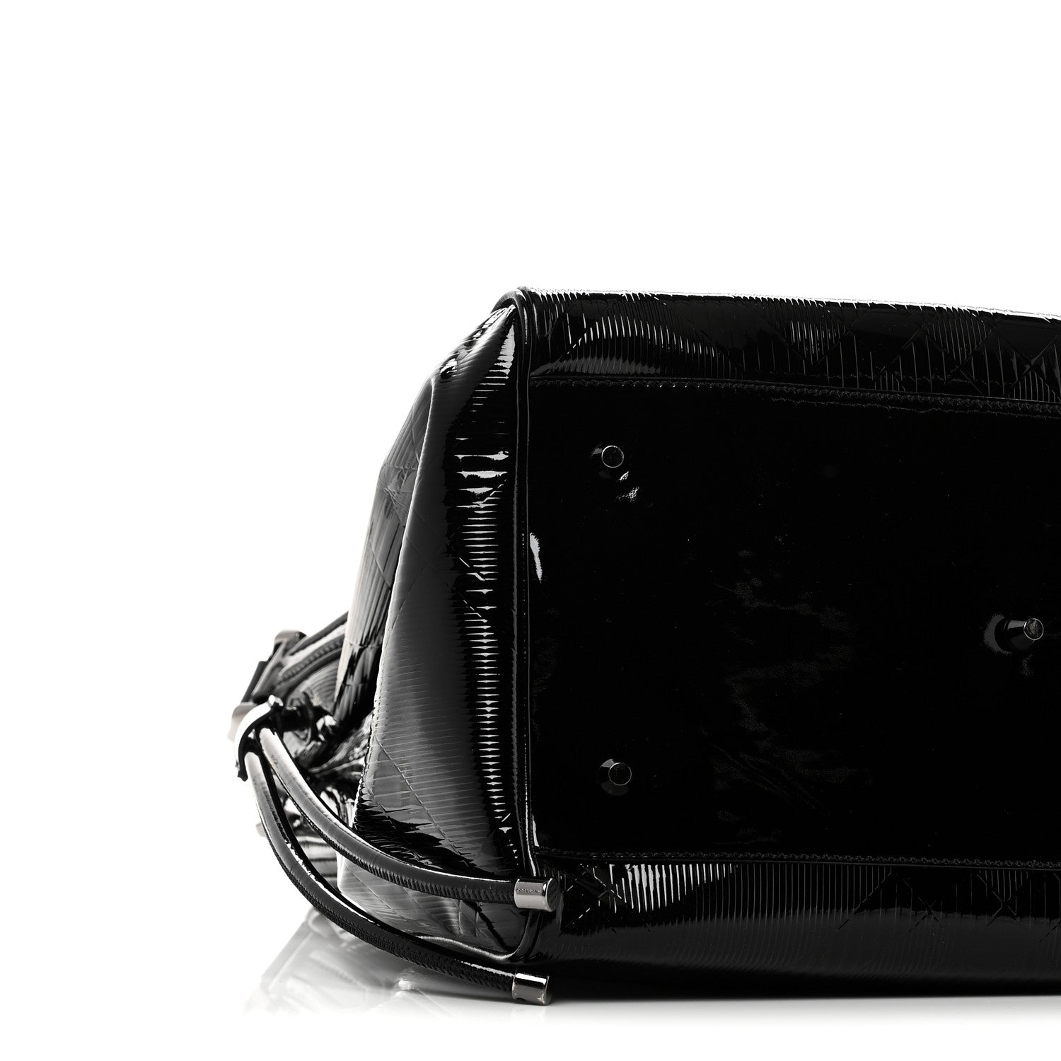 Patent Check Embossed Small Bilmore Tote Black