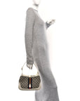 GG Supreme Monogram Azalea Calfskin Web Small Jackie 1961 Hobo Beige Ebony Mystic White