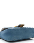 Denim Matelasse Mini Pearly GG Marmont Shoulder Bag Blue