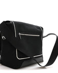 Canvas Embroidered Medium Jett Messenger Black White
