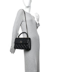 Lambskin Quilted Small Trendy CC Chain Dual Handle Flap Bag Black