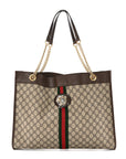 GG Supreme Monogram Large Rajah Chain Tote Beige New Acero